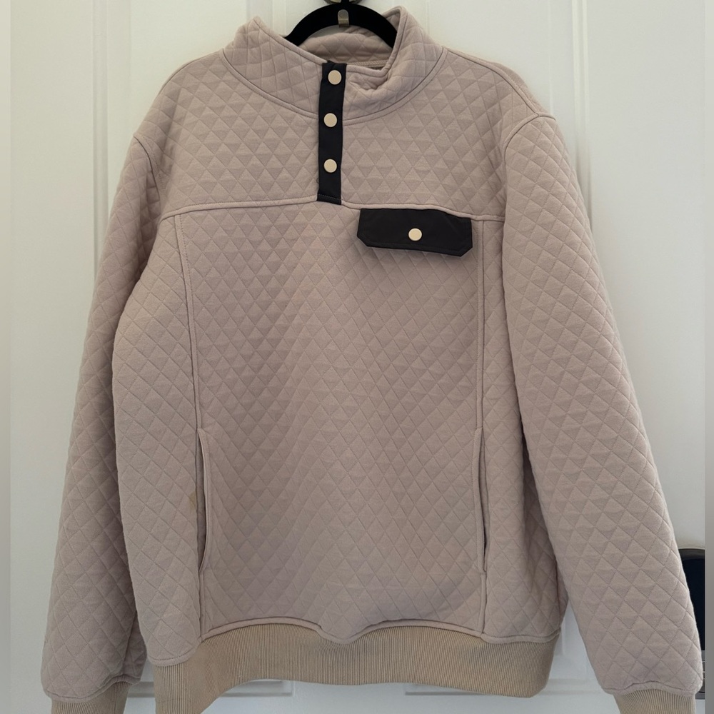 Men’s Quilted Beige Sweater with Button Detail
